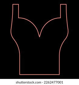 Neon top wear woman torso sport bra red color vector illustration image flat style light