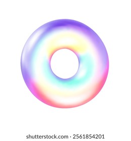 Neon torus isolated on white background. 3d holographic primutive shape. 