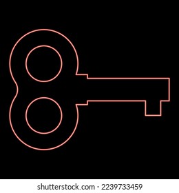 Neon toy key winding use butterfly shape Retro winder Clock clockwork movement concept icon black color vector illustration flat style simple image red color vector illustration image flat style light