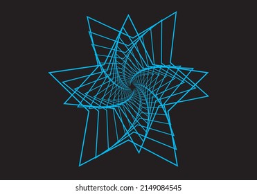 
Neon trace of flower, bow tie, star or swirl on black background