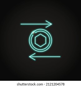 Neon transfer icon in line style. Non fungible token symbol. Vector illustration.