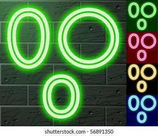 Neon transparent characters. Sensitive to the background.