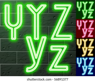 Neon transparent characters. Sensitive to the background.
