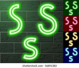 Neon transparent characters. Sensitive to the background.
