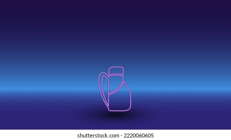 Neon travel backpack symbol gradient blue background  The isolated symbol is located in the bottom center  Gradient blue and light blue skyline