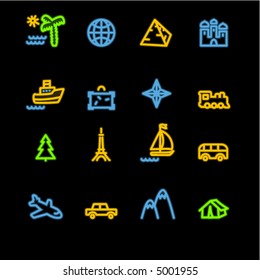 neon travel icons