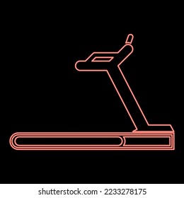 Neon treadmill machine icon black color vector illustration flat style simple imagein circle round red color vector illustration image flat style light