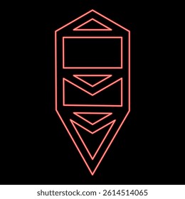 Neon tree life Sacred geometry symbol red color vector illustration image flat style light