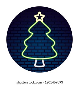 neon tree with star sticker merry christmas