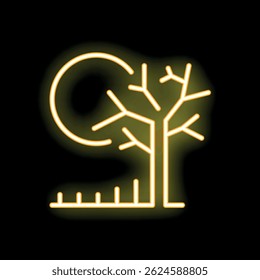 Árbol de neón bajo el sol que brilla intensamente por la noche