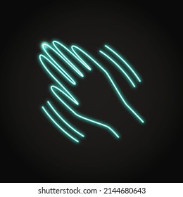 Neon trembling icon in line style. Hand with tremor. Stress symbol. Vector illustration.