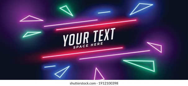 neon triangle banner with text space
