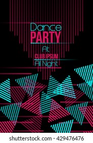 Neon Triangle Retro Dance Party Flyer - Vector Illustration