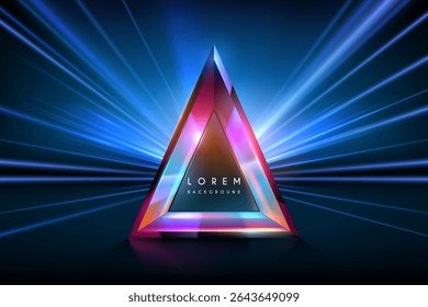 Forme de triangle néon avec effet de rayons lumineux