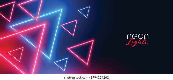 neon triangle shapes in red and blue color