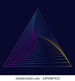 Neon triangle with a spiral.