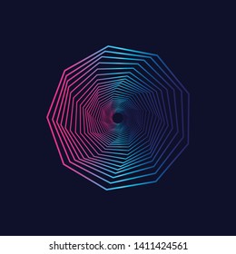 Neon triangle with a spiral.