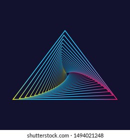 Neon triangle with a spiral.