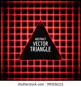 Neon triangle vector. Abstract triangle shape for text. Vector neon glow effect.