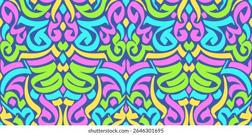 Neon Tribal Doodle Symmetrical Ornament