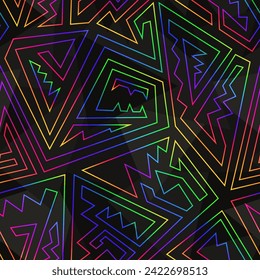 Neon tribal geometric. Seamless pattern