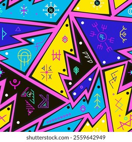 Neon tribal geometrics eamless pattern