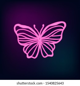 Neon tropic butterflies set vector. Illustration of hand drawn butteflies.