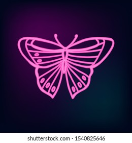 Neon tropic butterflies set vector. Illustration of hand drawn butteflies.