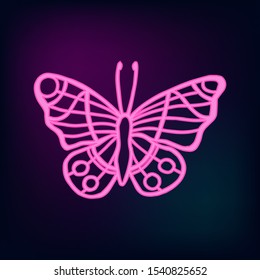 Neon tropic butterflies set vector. Illustration of hand drawn butteflies.