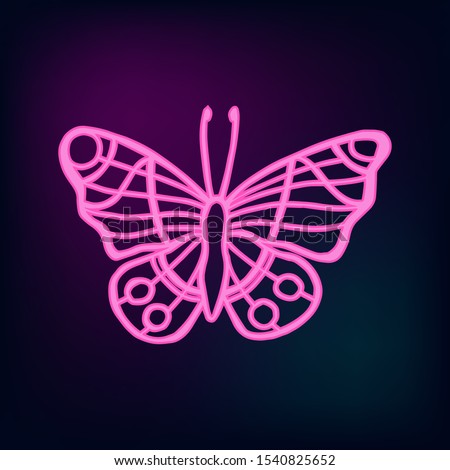 Neon tropic butterflies set vector. Illustration of hand drawn butteflies.
