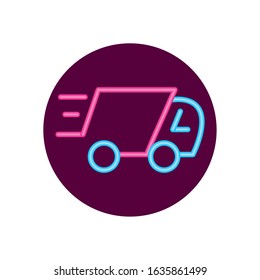 Neon truck design, Delivery logistics transportation shipping service warehouse industry and global theme Vector illustration