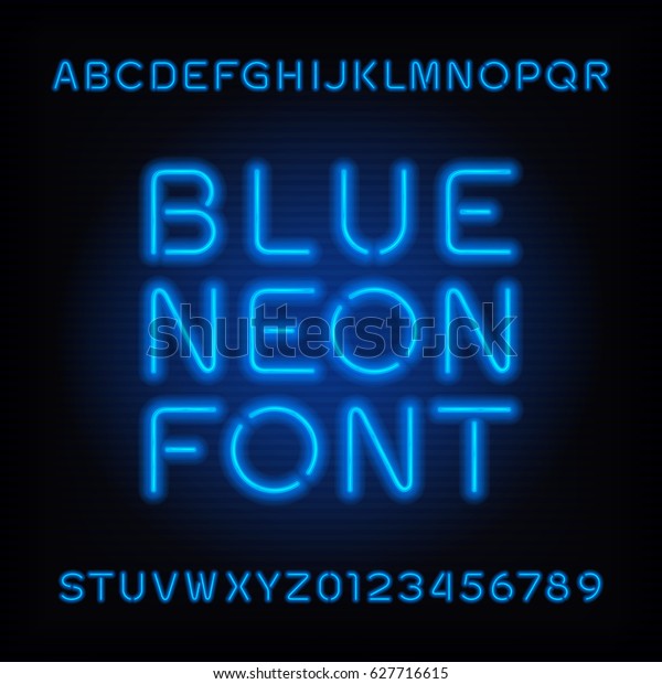 Neon Tube Alphabet Font Blue Color Stock Vector (Royalty Free) 627716615