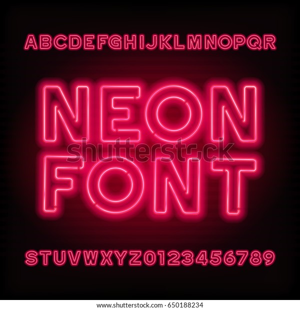 Neon Tube Alphabet Font Red Color Stock Vector (Royalty Free) 650188234 ...