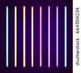 Neon tube light pack isolated on black. Vector illustration