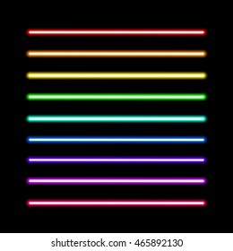 Neon tube light pack isolated on black. Vector illustration