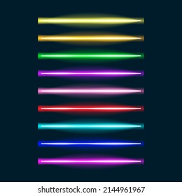 Neon tube light set, vector illustration.