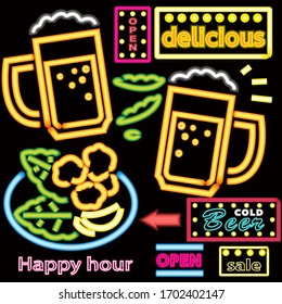 Neon tube type black background
Beer and fried chicken
Branch