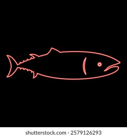 Neon tuna fish red color vector illustration image flat style