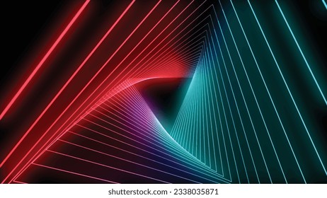Neon tunnel. Portal with light effects. Retro abstract background. Vector illustration.