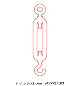 Neon turnbuckle tensioning wire concept hardware red color vector illustration image flat style