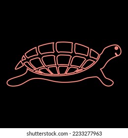 Neon turtle tortoise icon black color vector illustration flat style simple imagein circle round red color vector illustration image flat style light
