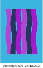 Neon twilight vibe abstract background featuring waved vertical strips composition with spiked burst frame mask