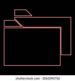 Neon two folder red color vector illustration flat style light image