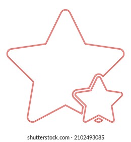 Neon dos estrellas mejor de la mejor ilustración vectorial de color rojo estilo plano