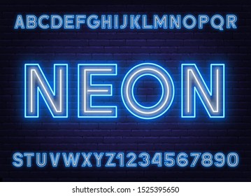 Neon Two Tone Font Blue White.