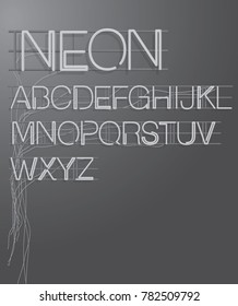 neon typography design/ alphabet/ letters vector