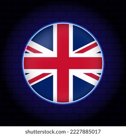 Neon UK flag. Vector illustration.