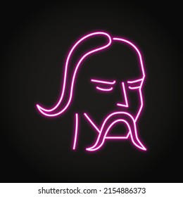 Neon Ukrainian kozak line icon. Cossack symbol. Vector illustration.