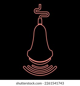 Neon ultrasound tool with wave medical diagnostic device equipment echograpy red color vector illustration image flat style