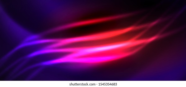 Fondo neón ultravioleta de ondas abstractas. Luces brillantes en colores brillantes con elementos de diseño. Ilustración futurista o tecnológica, concepto de alta tecnología
